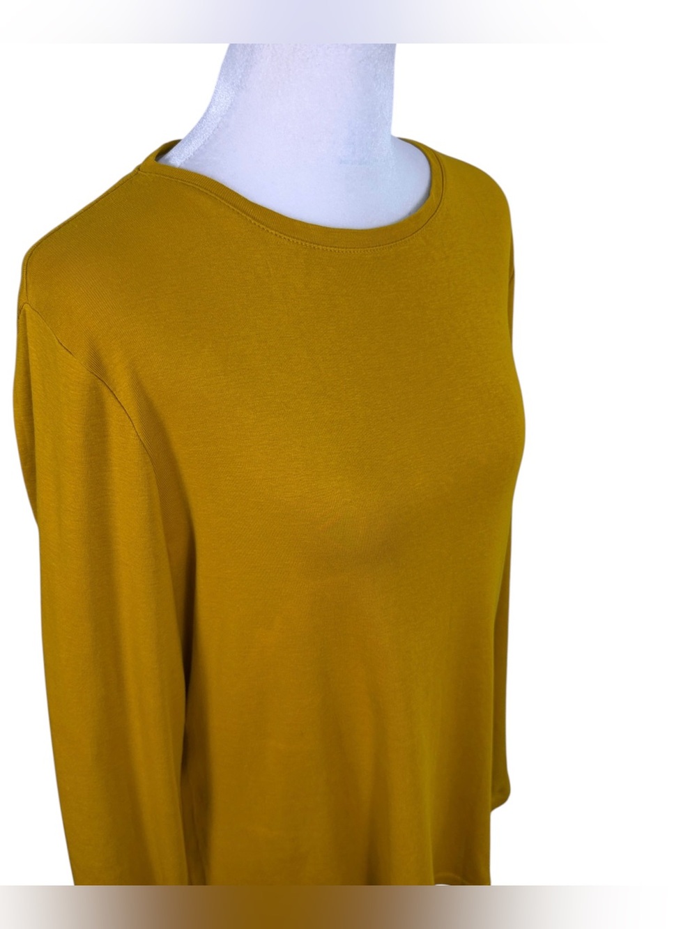 Talbots Pima Cotton Golden Mustard Yellow Long Sleeve Top Size L Casual Classic - Picture 8 of 11